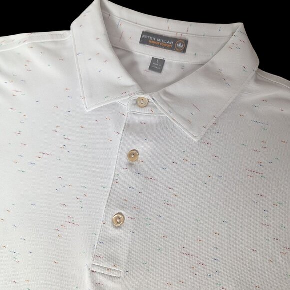 Peter Millar Crown Soft Biscayne Polo Large White Blue Pink